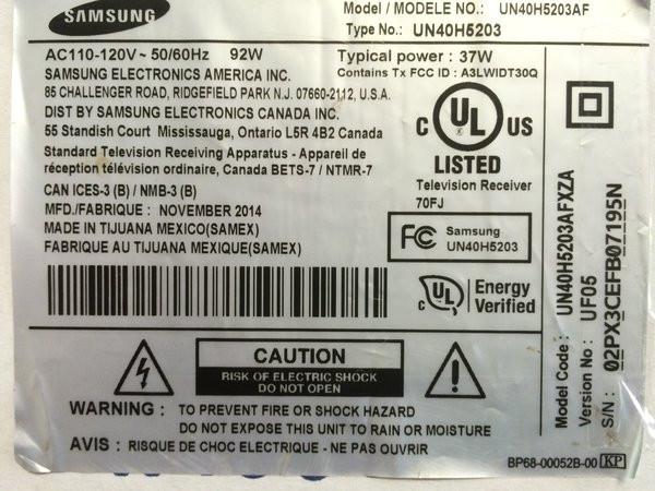 SAMSUNG UN40H5203AF LED STRIPS CY-DF400BGLV8H – Torres TV Parts